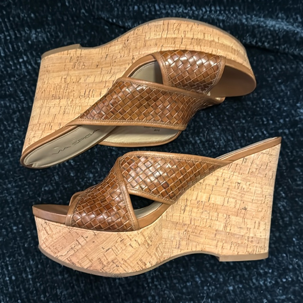 W’s 9.5 Via Spiga cork platform wedge slide.  Never worn!
